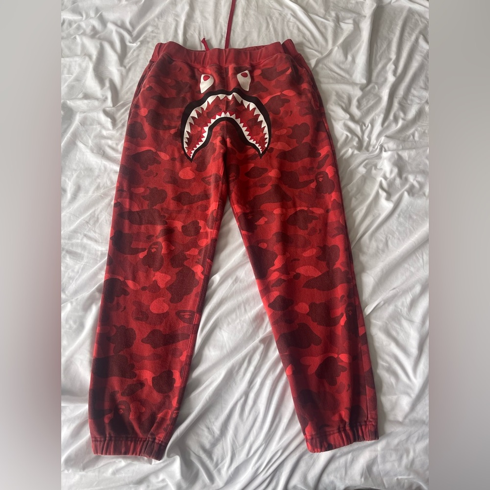BAPE Shark Camo Pants Red
